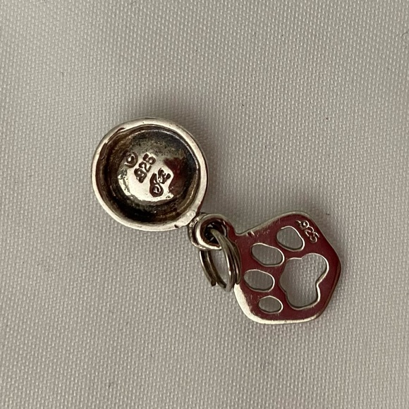 Sterling Silver Double PawPrint/ Dog Dish Charm - Picture 4 of 4